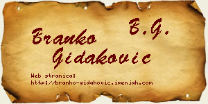 Branko Gidaković vizit kartica